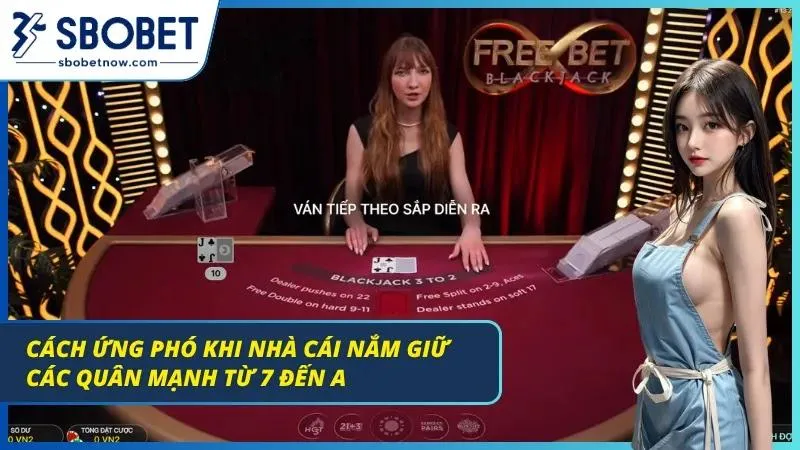 Blackjack SBOBET – Đỉnh Cao Cá Cược Live Casino Chuẩn 2026 Minh họa chiến thuật đối phó nhà cái sở hữu bài mạnh
