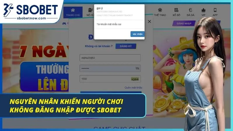 Đăng Nhập SBOBET Cực Uy Tín Từ Nhà Cái Thương Hiệu Giao diện đăng nhập thất bại từ người chơi